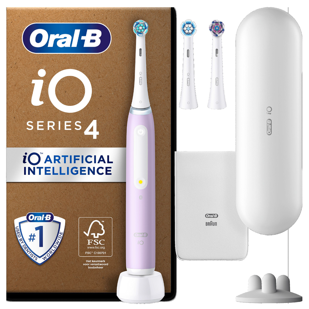 Oral-B iO 4 Lavender Electric Toothbrush + 2 Toothbrush Heads