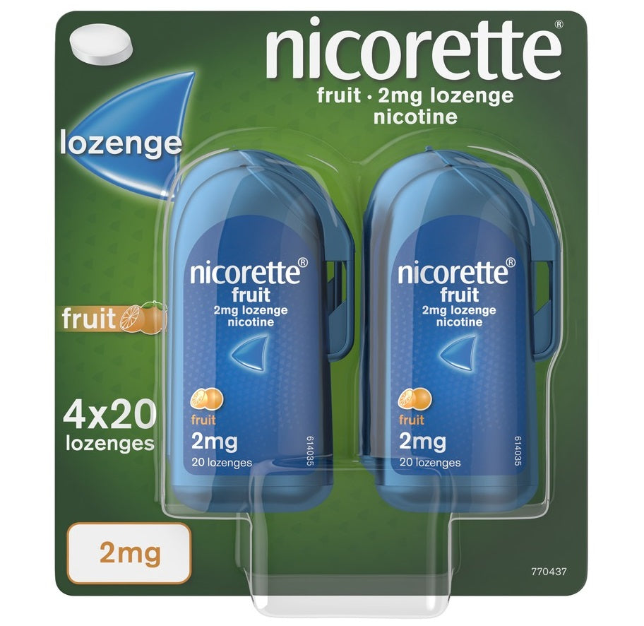 Nicorette Fruit 2mg Lozenge Nicotine 4 x 20 Lozenges Stop