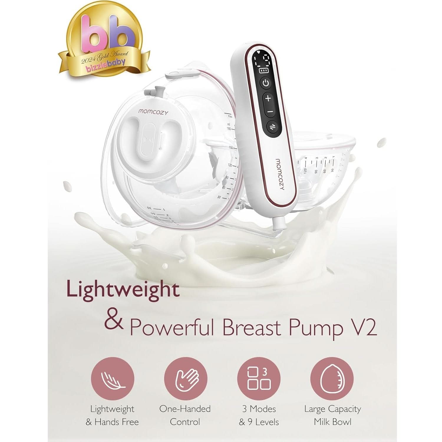 Momcozy V2 Ultra-Light Electric & Hands Free Breast Pump