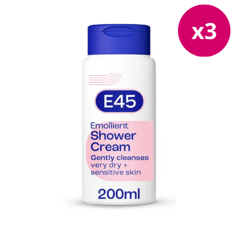 E45 Emollient Shower Cream 200ml x 3