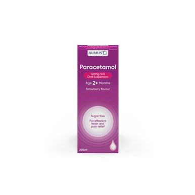 Almus Paracetamol 120mg/5ml Oral Suspension Sugar Free 3M+ 200ml
