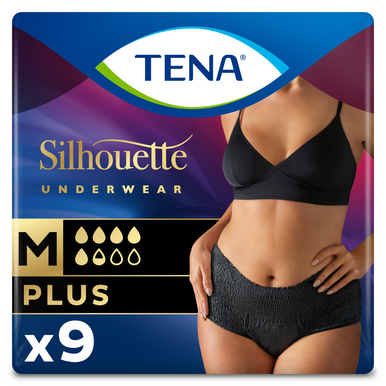 TENA Lady Silhouette Plus Black Incontinence Pants Medium 9 Pack