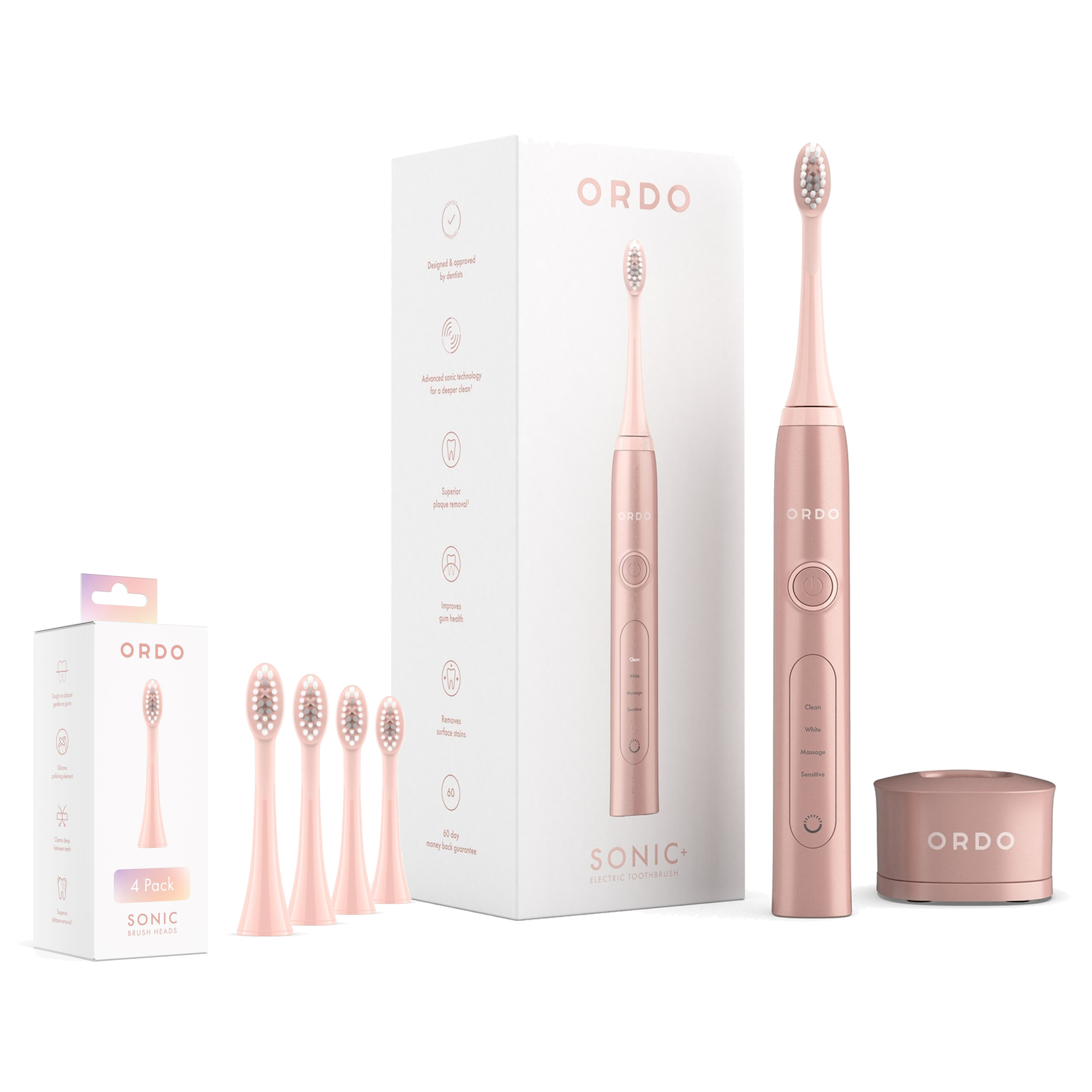 Ordo Sonic+ Electric Toothbrush Rose Gold + 4 Pack Heads – LloydsPharmacy