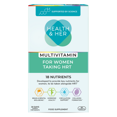 Health & Her Multivitamin for Women Taking Hormone Replacement Therapy HRT 60 Caplets