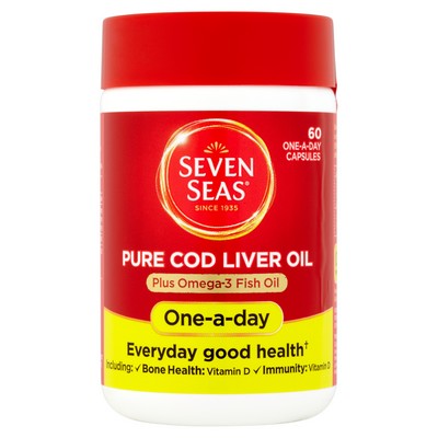Seven Seas Pure Cod Liver Oil 60 One-a-Day Capsules