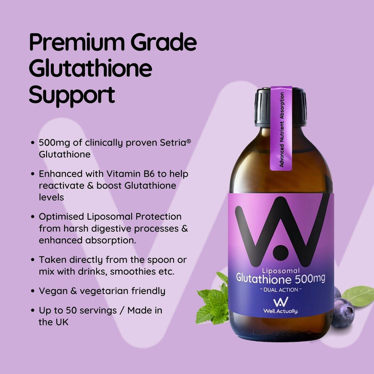 Well. Actually. Liposomal Glutathione 500mg, Blueberry Flavour, 250ml