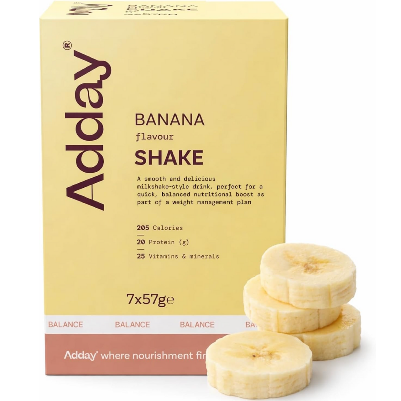 Adday Banana Flavoured Shake 7 Sachets | LloydsPharmacy