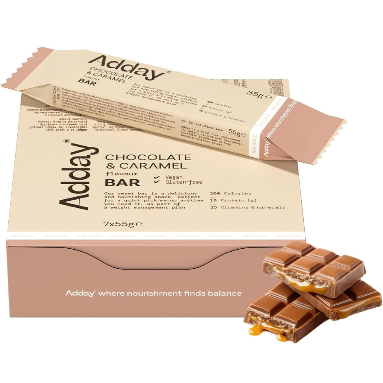 Adday Chocolate & Caramel Flavoured Bars 7 Bars | LloydsPharmacy