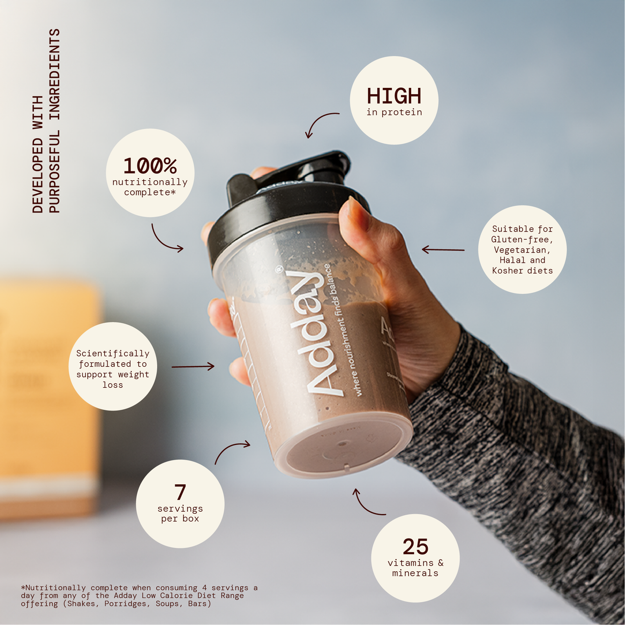 Adday Chocolate & Caramel Flavoured Shake 7 Sachets | LloydsPharmacy
