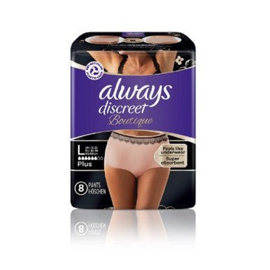 Always Discreet Boutique Incontinence Pants Women Beige Plus Large 8 Pants