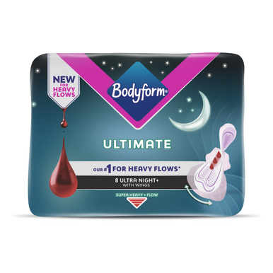 Bodyform Ultimate Ultra Night Sanitary Towels with Wings 8s| LloydsPharmacy