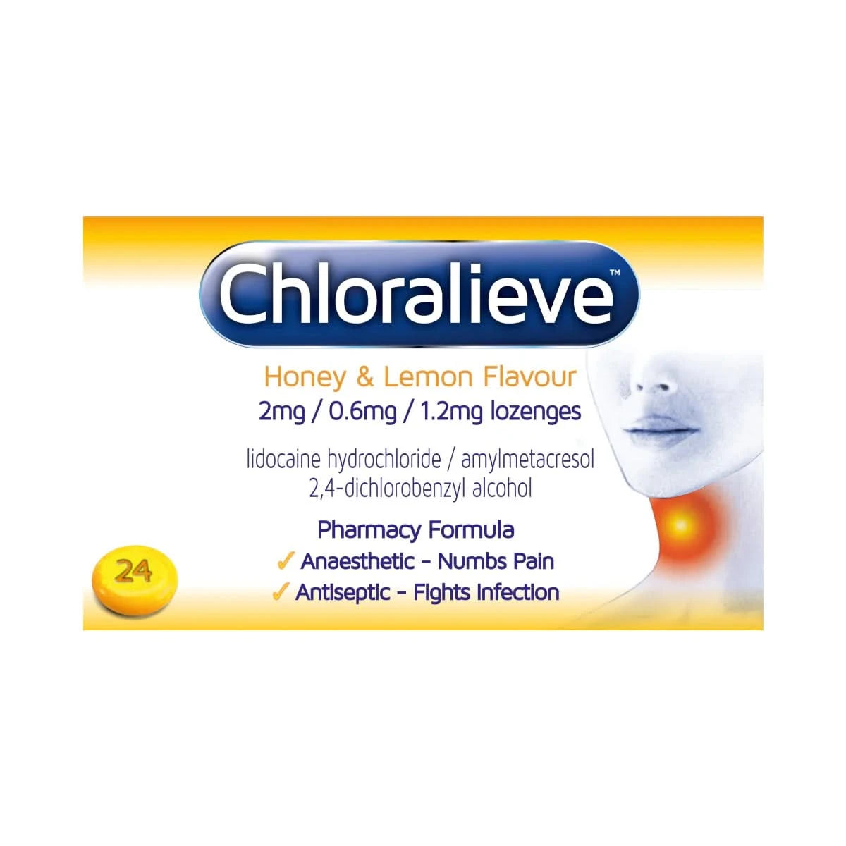 Chloralieve Honey & Lemon Sore Throat Lozenges | LloydsPharmacy