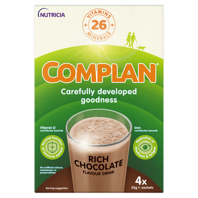 Complan Chocolate Nutritional Drink 4 x 55g Sachets