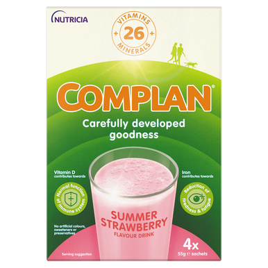 Complan Strawberry Nutritional Drink 4 x 55g Sachets