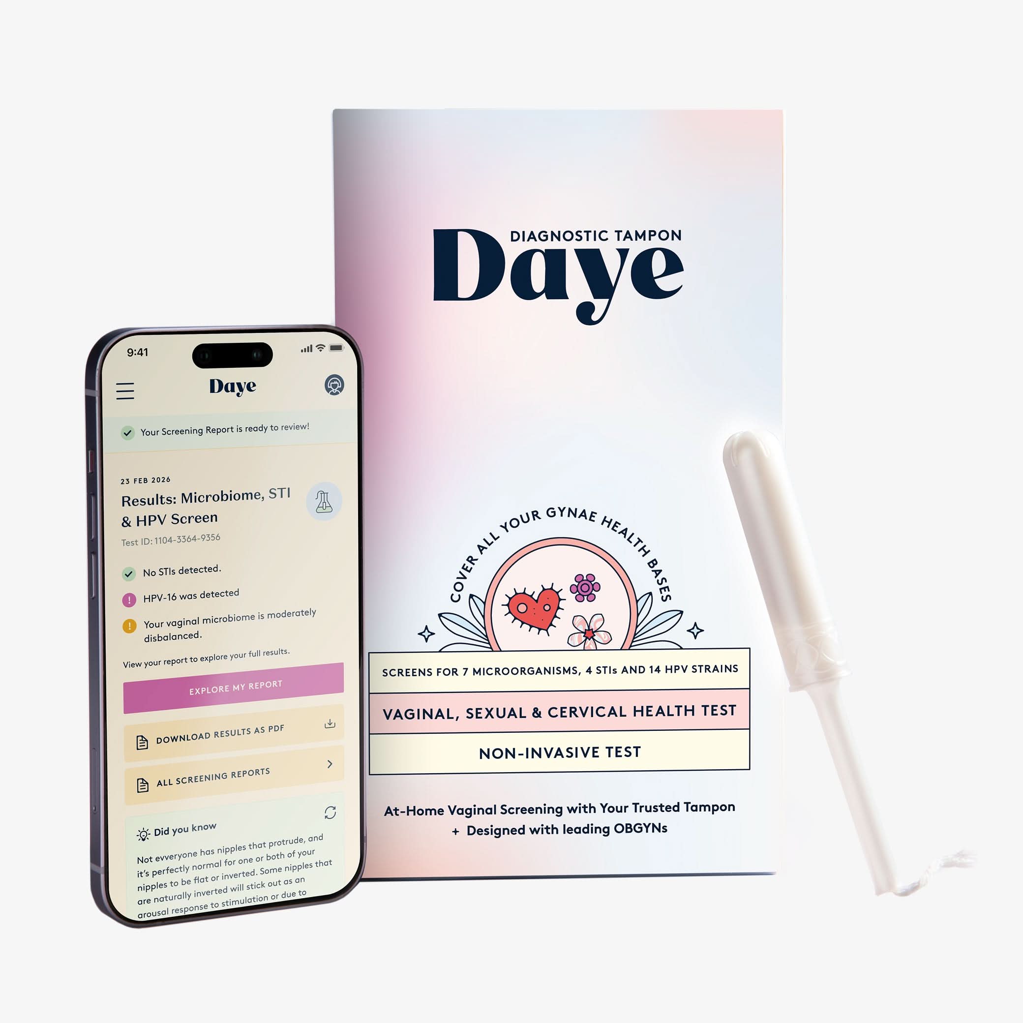 Daye At-Home Comprehensive Vaginal Health Test Kit (Microbiome, HPV ...