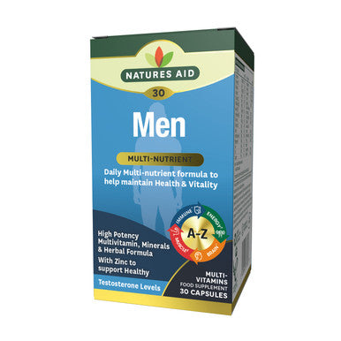 Natures Aid Men's Multi-Vitamins & Minerals (with Superfoods) 30 Capsules