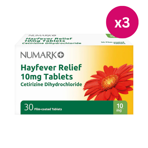 Numark Allergy Relief Cetirizine 10mg Film-Coated 30 Tablets x3 ...