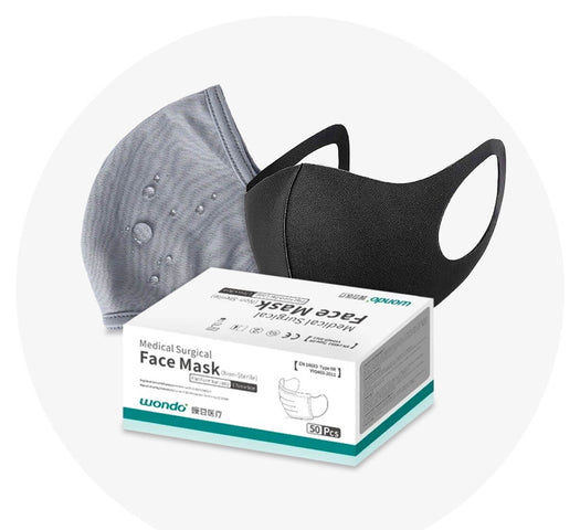 Grey, black and disposable face masks
