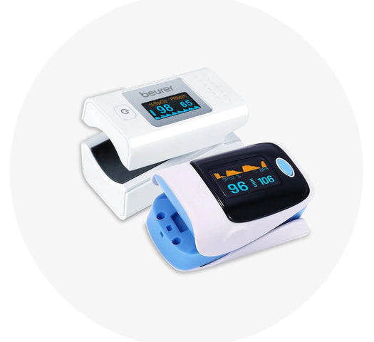A grey and blue oximeter