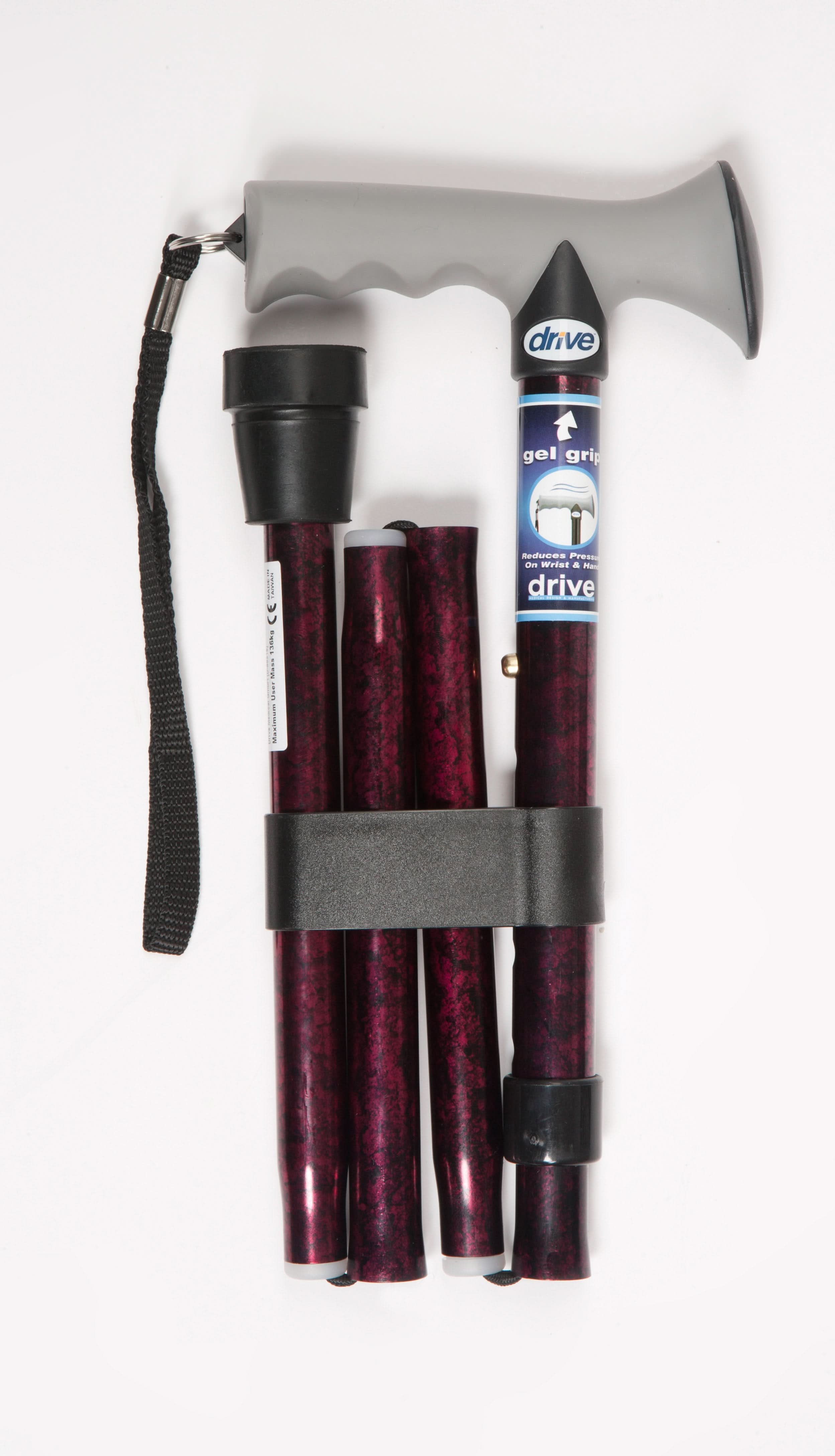 Soft Grip Folding Cane - Red Crackle | LloydsPharmacy