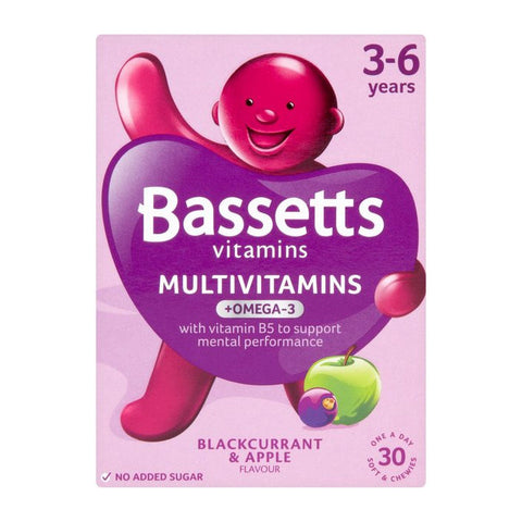 Bassetts multivitamins + omega 3 blackcurrant & apple flavour
