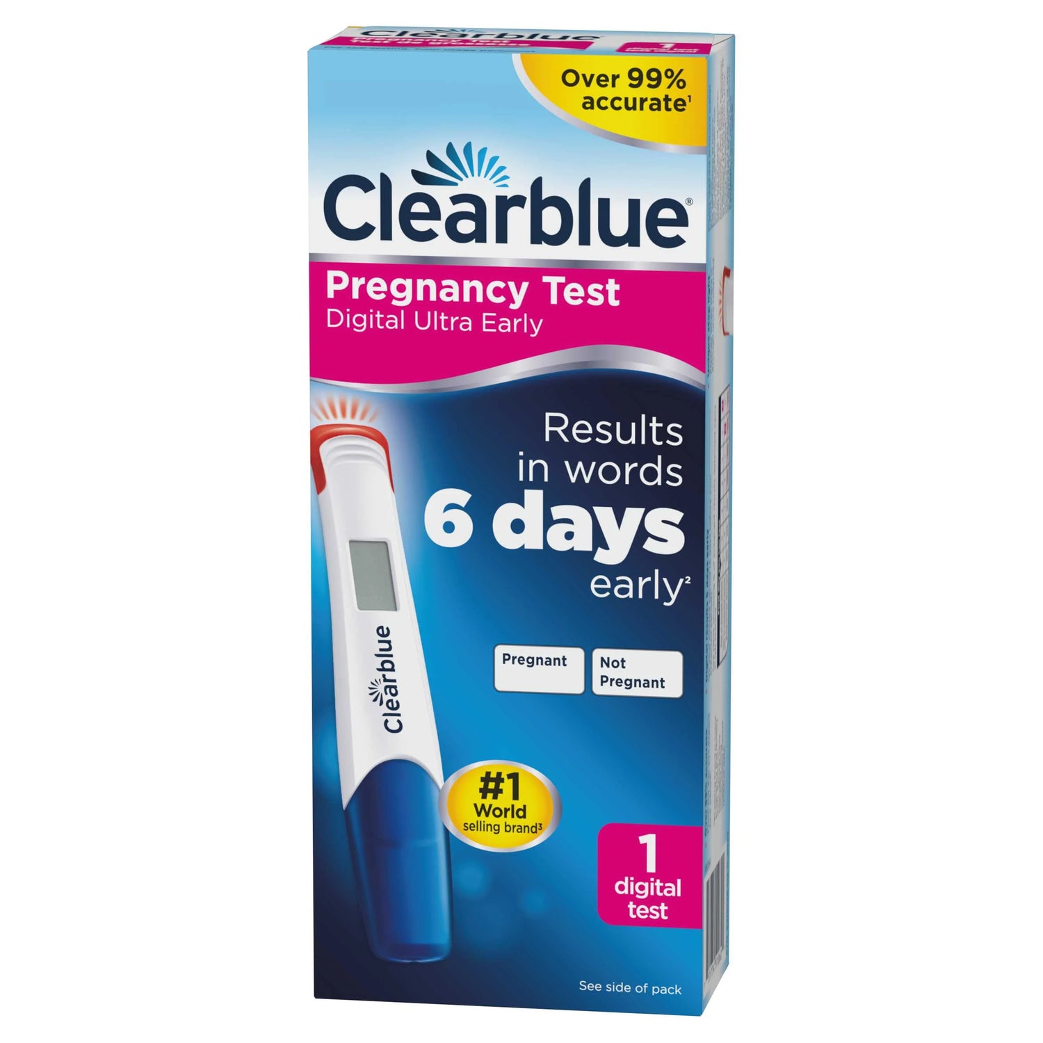 Clearblue digital ultra early pregnancy test pack on a white background