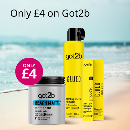 Got2b styling products with £4 price offer on a beach background