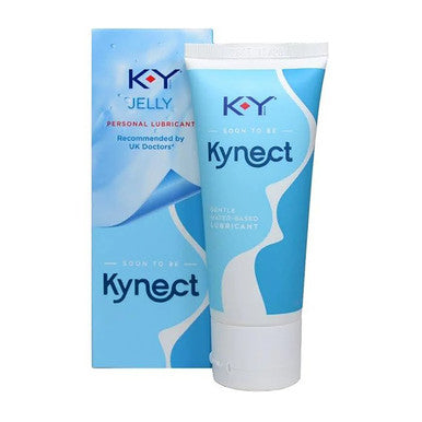 K-Y Jelly Kynect personal lubricant tube and box on a white background