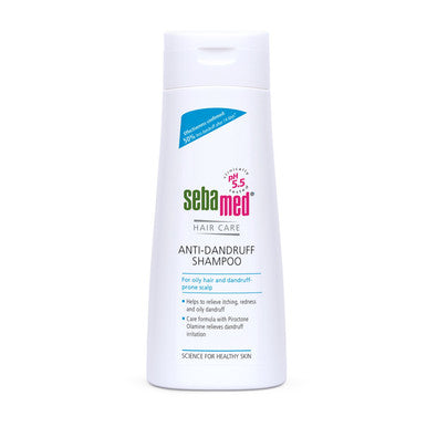 Sebamed Anti-Dandruff Shampoo bottle on a plain background