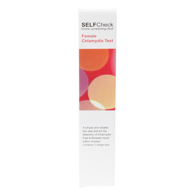 SELFCheck female fertility test pack on a white background