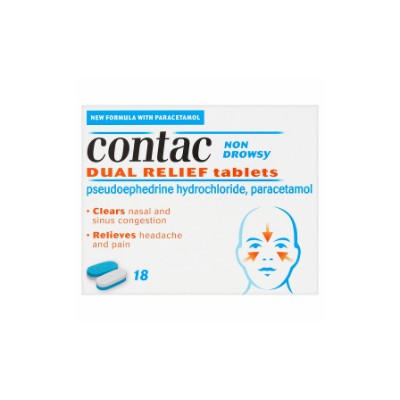 Contac Non Drowsy Dual Relief Tablets x 18