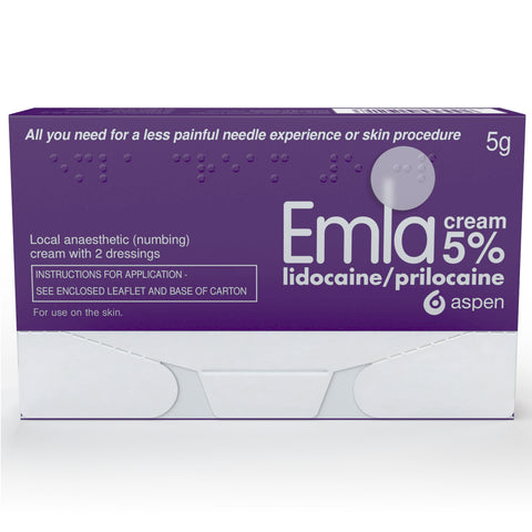 Emla numbing cream 5% with dressings